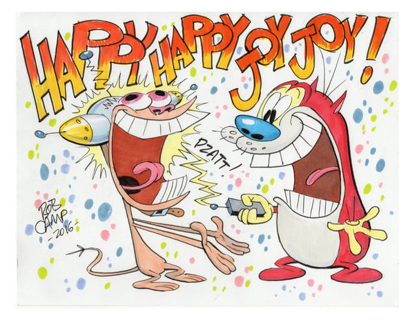 Happy Happy Joy Joy! Ren and Stimpy Bob Camp Art 11x14 Autographed Poster by Bob Camp